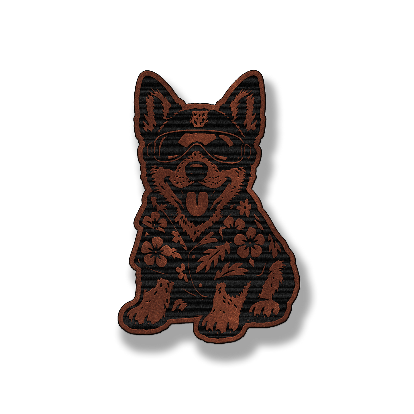 Beach Australian Cattle Dog patch in saddle dark brown leatherette