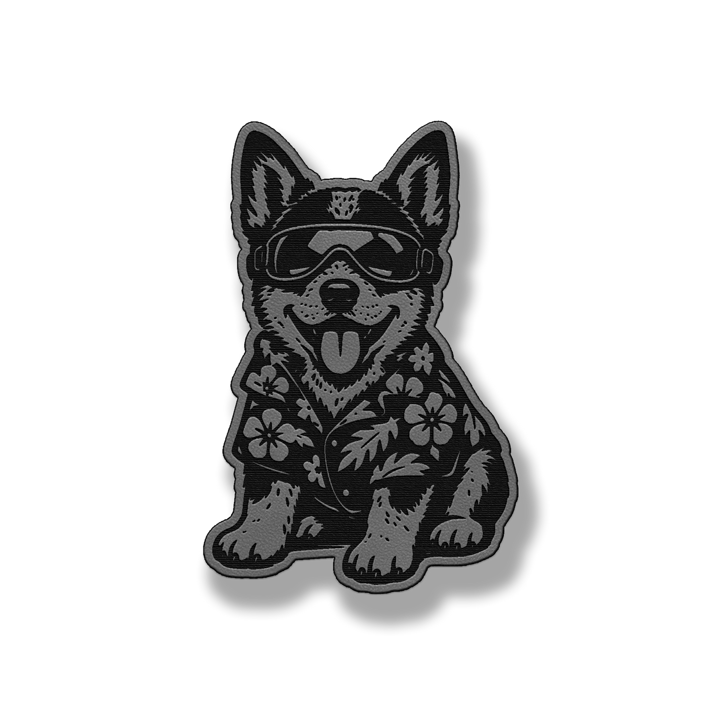 Beach Australian Cattle Dog patch in classic gray leatherette
