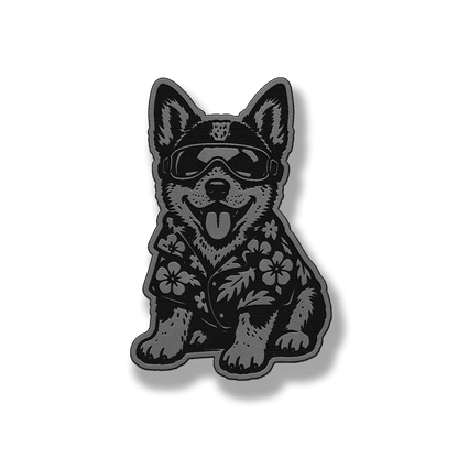 Beach Australian Cattle Dog patch in classic gray leatherette