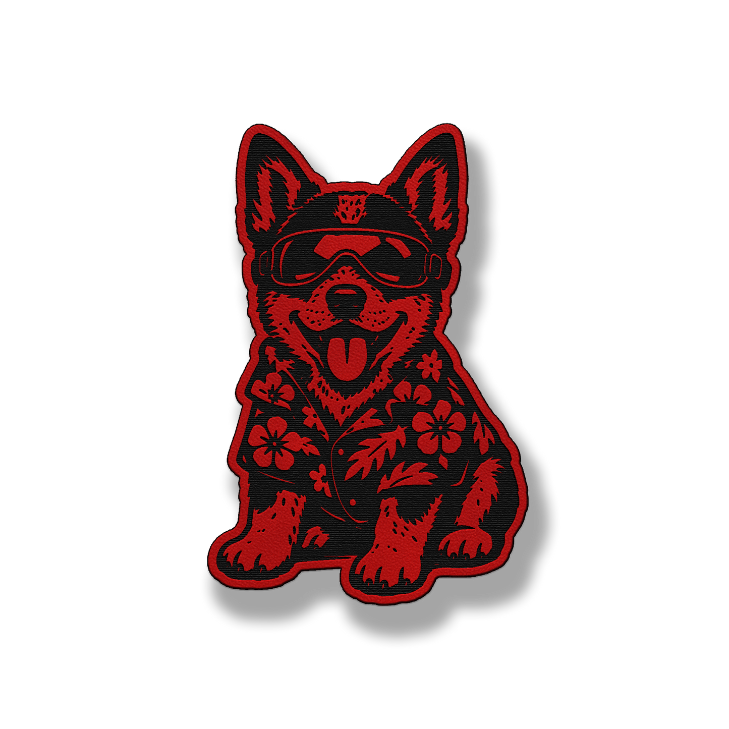 Beach Australian Cattle Dog patch in classic red leatherette
