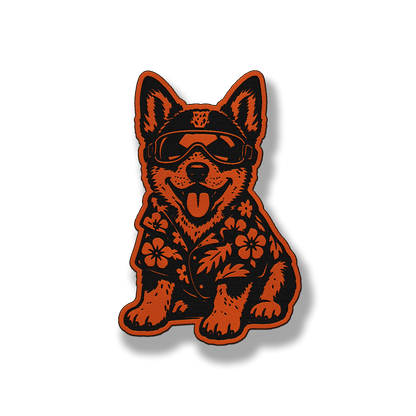 Beach Australian Cattle Dog patch in classic orange leatherette
