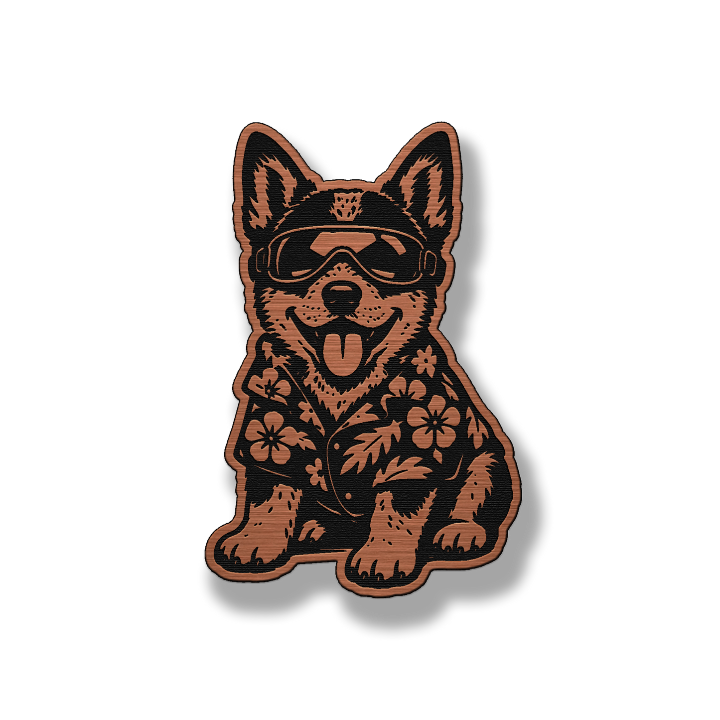 Beach Australian Cattle Dog patch in copper acrylic