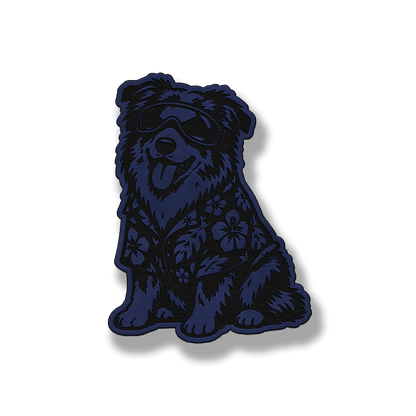 Beach Dog Australian Shepherd patch in saddle blue leatherette