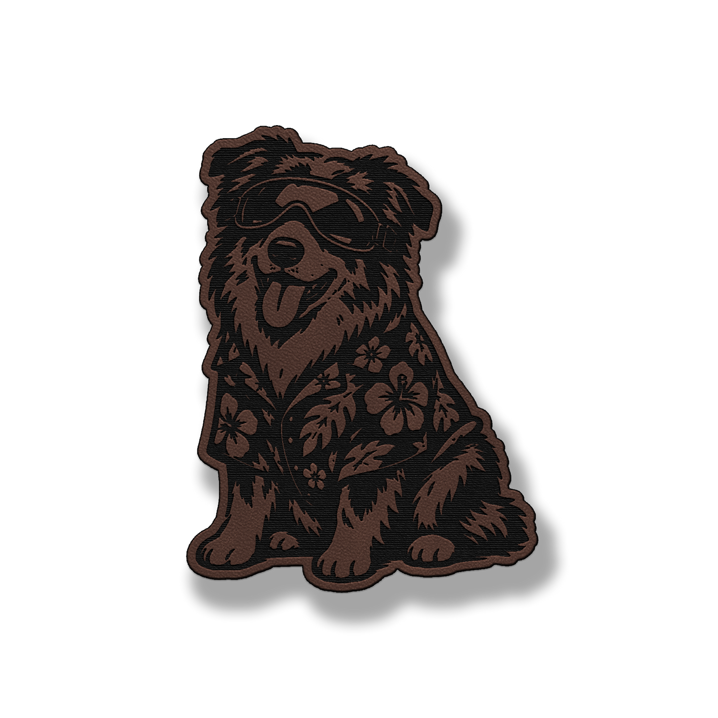 Beach Dog Australian Shepherd patch in classic light brown leatherette