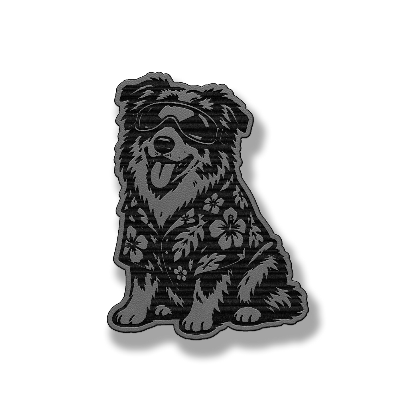 Beach Dog Australian Shepherd patch in classic gray leatherette