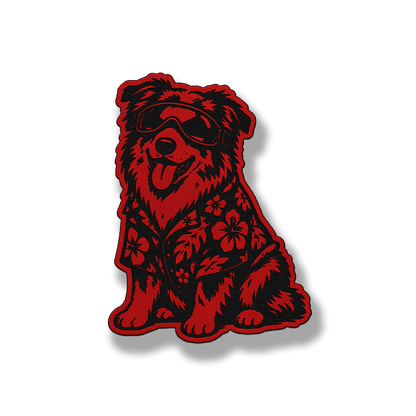 Beach Dog Australian Shepherd patch in classic red leatherette