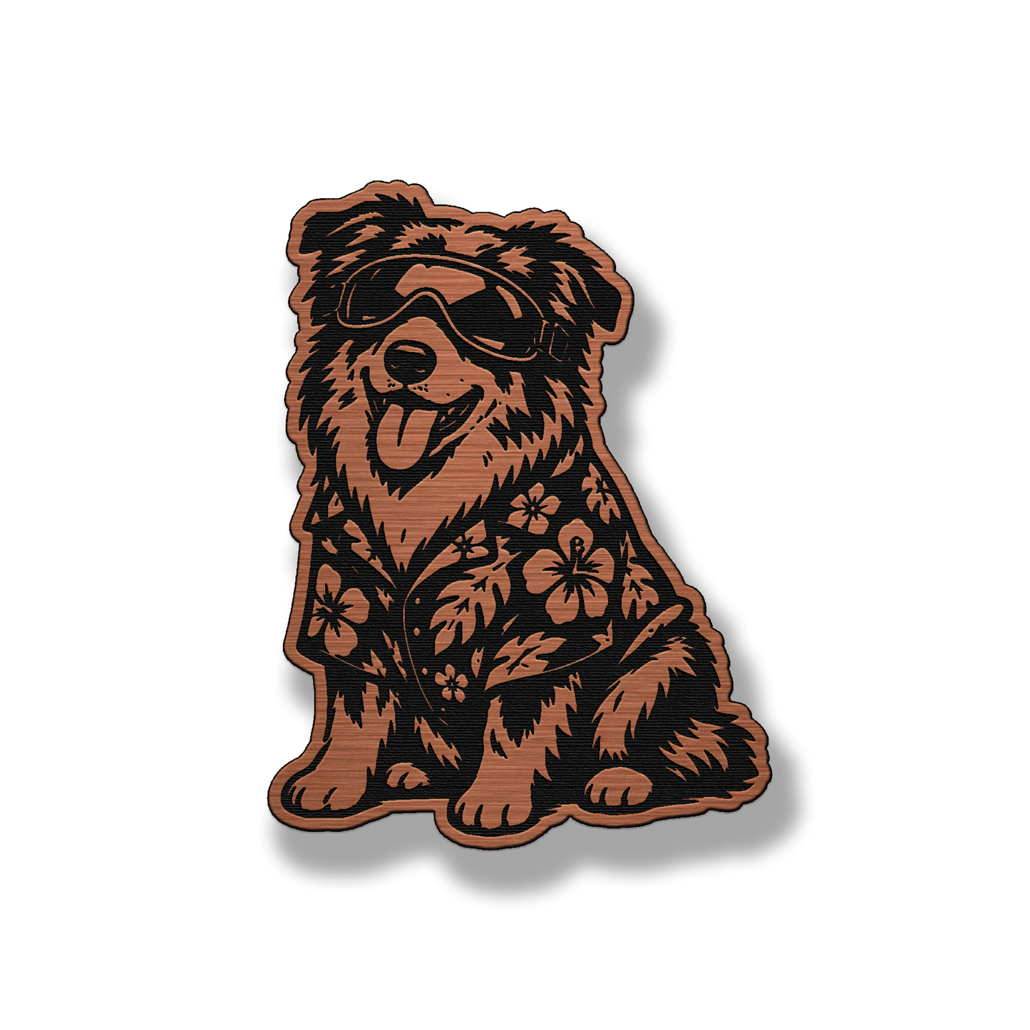 Beach Dog Australian Shepherd patch in copper acrylic