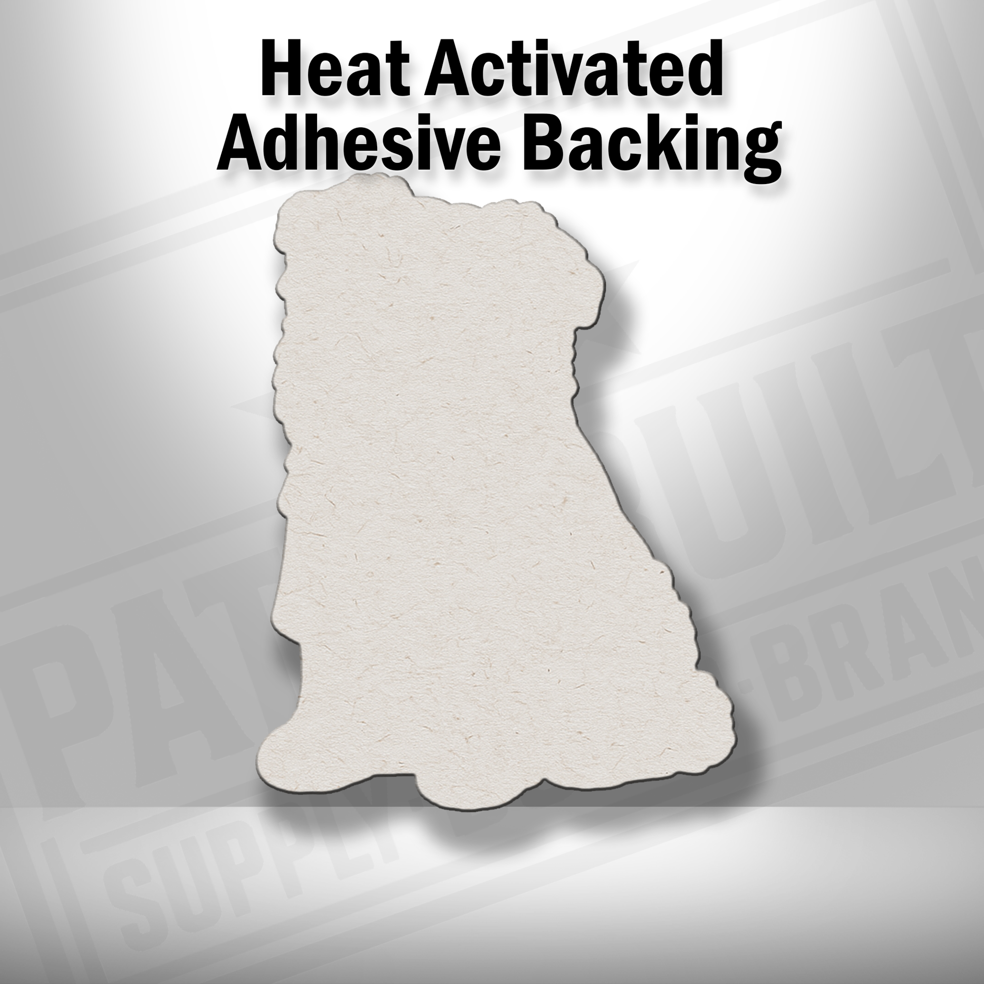 Heat-activated adhesive backing shown on Beach Australian Shepherd patch
