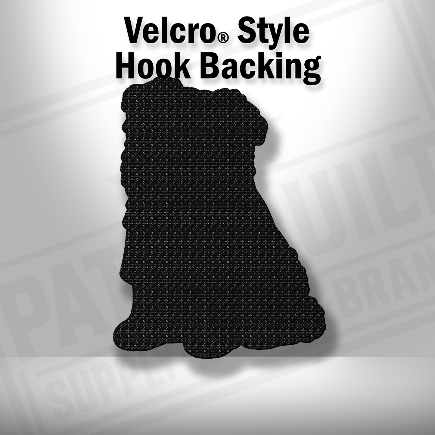 Hook backing shown on Beach Dog Australian Shepherd patch