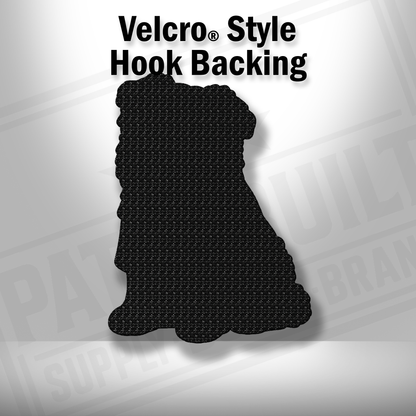 Hook backing shown on Beach Dog Australian Shepherd patch