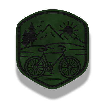 Bicycle Mountain - Leatherette Patch (Hook & Loop or Iron-On)