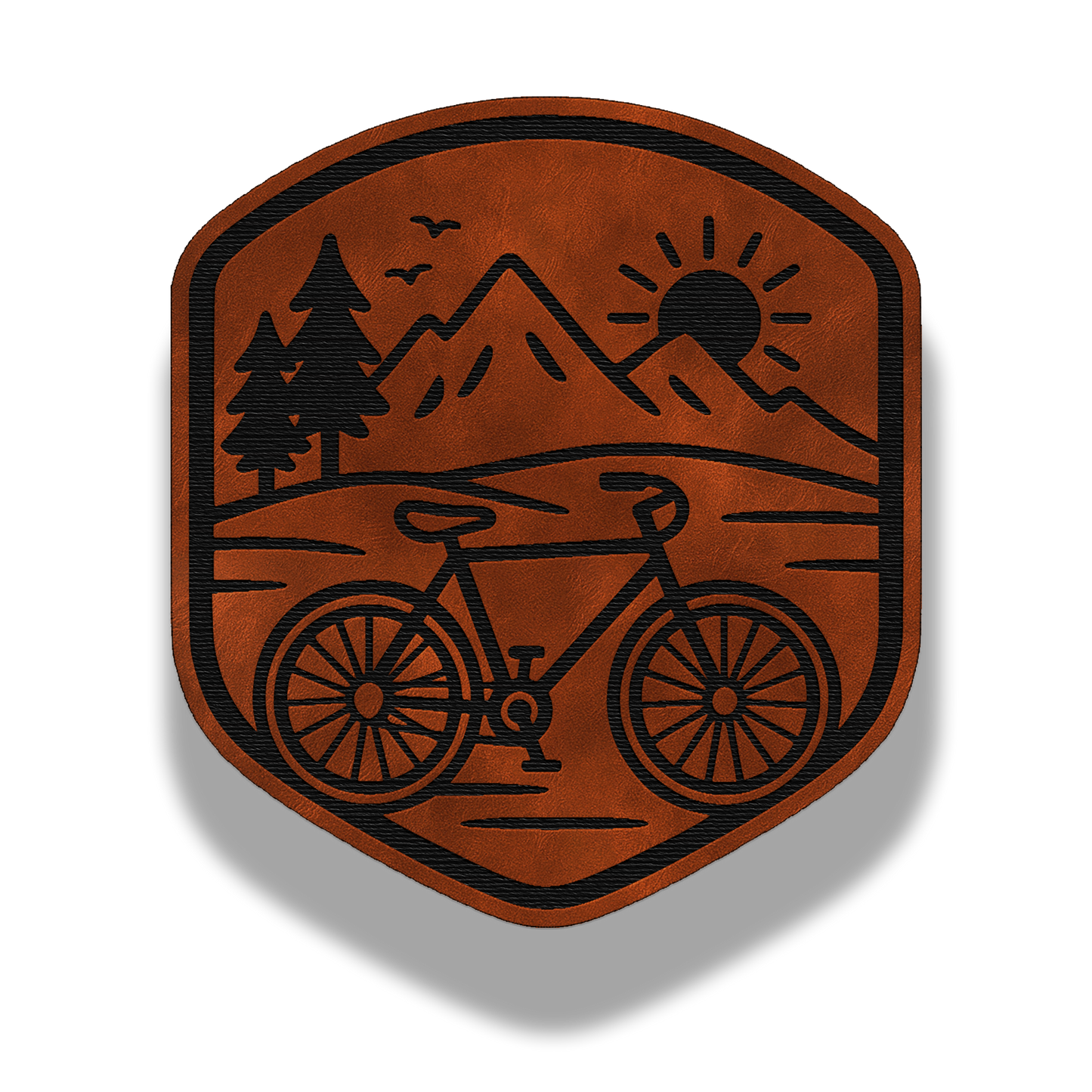 Bicycle Mountain - Leatherette Patch (Hook & Loop or Iron-On)