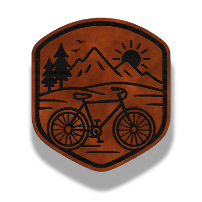 Bicycle Mountain - Leatherette Patch (Hook & Loop or Iron-On)