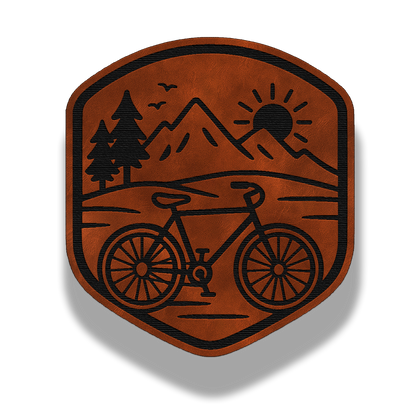 Bicycle Mountain leatherette patch in saddle chestnut