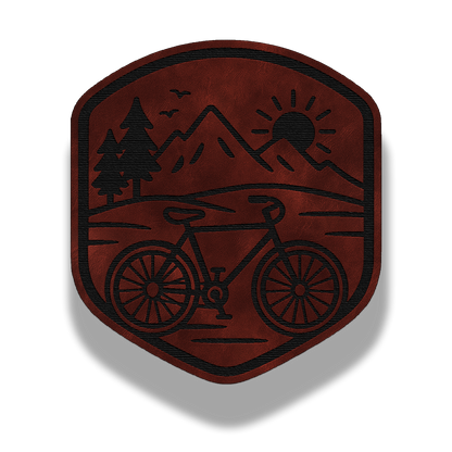 Bicycle Mountain - Leatherette Patch (Hook & Loop or Iron-On)