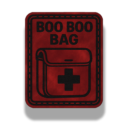 Boo Boo Bag Style 1 leatherette first aid patch in saddle red