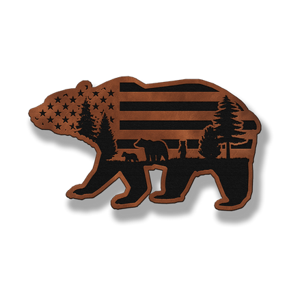 Bear Mountain Flag leatherette morale patch in saddle chestnut