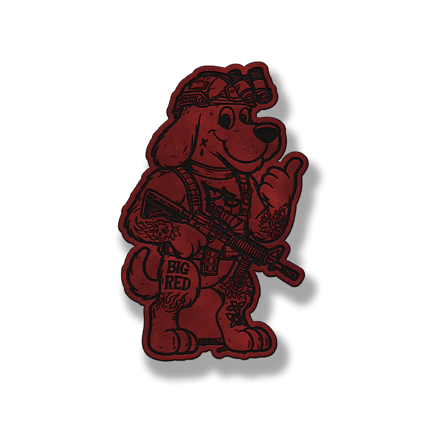 Big Red Tactical Dog Patch – Leatherette Morale Patch