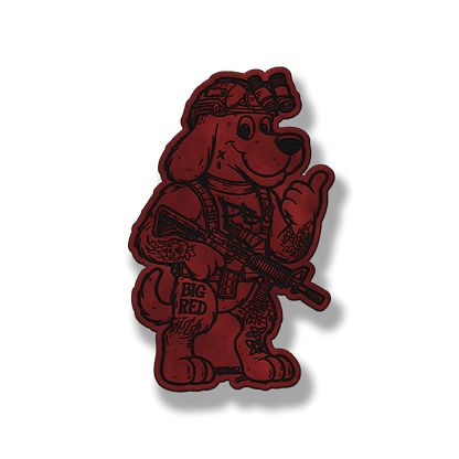 Big Red Tactical Dog Patch – Leatherette Morale Patch