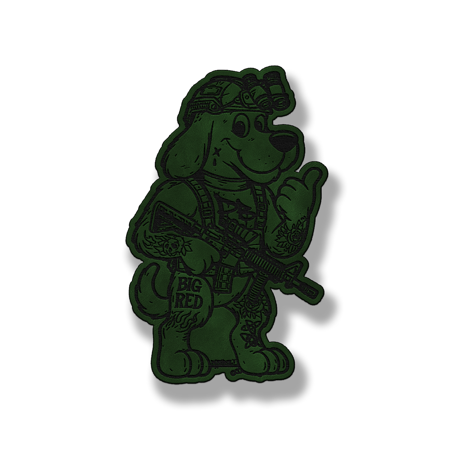 Big Red Tactical Dog Patch – Leatherette Morale Patch