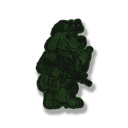 Big Red Tactical Dog Patch – Leatherette Morale Patch
