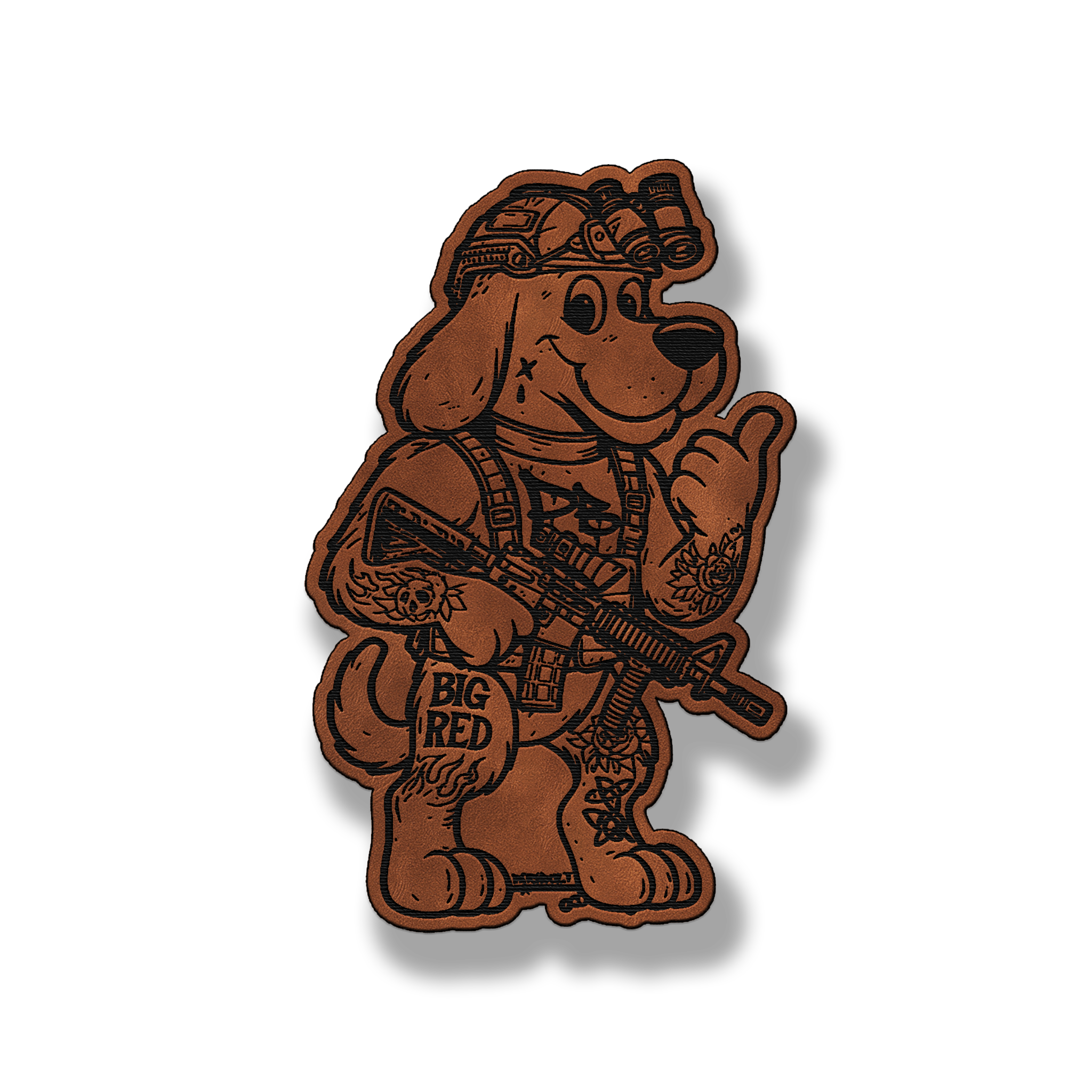 Big Red Tactical Dog Patch – Leatherette Morale Patch – PatchBuilt