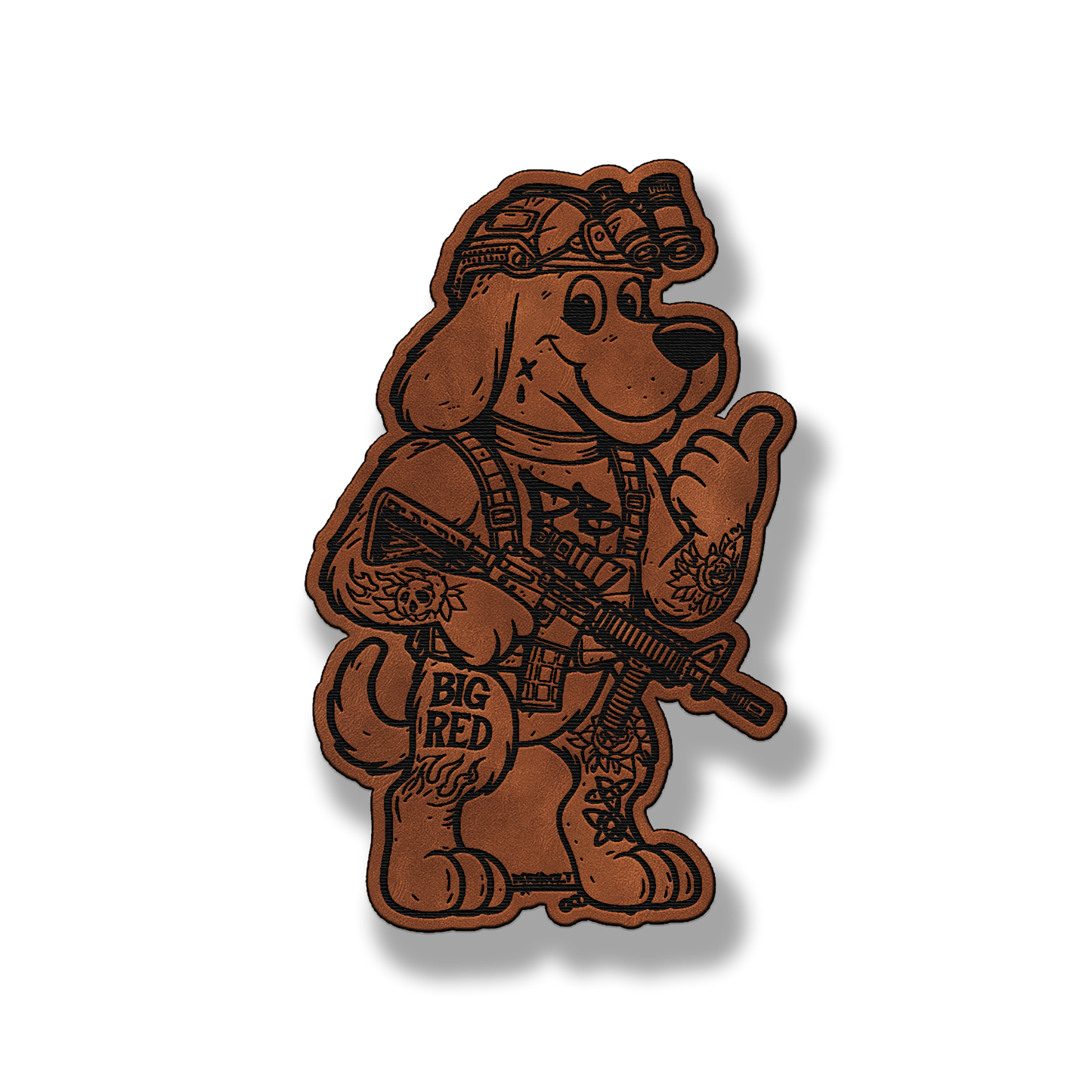 Big Red Tactical Dog Patch – Leatherette Morale Patch