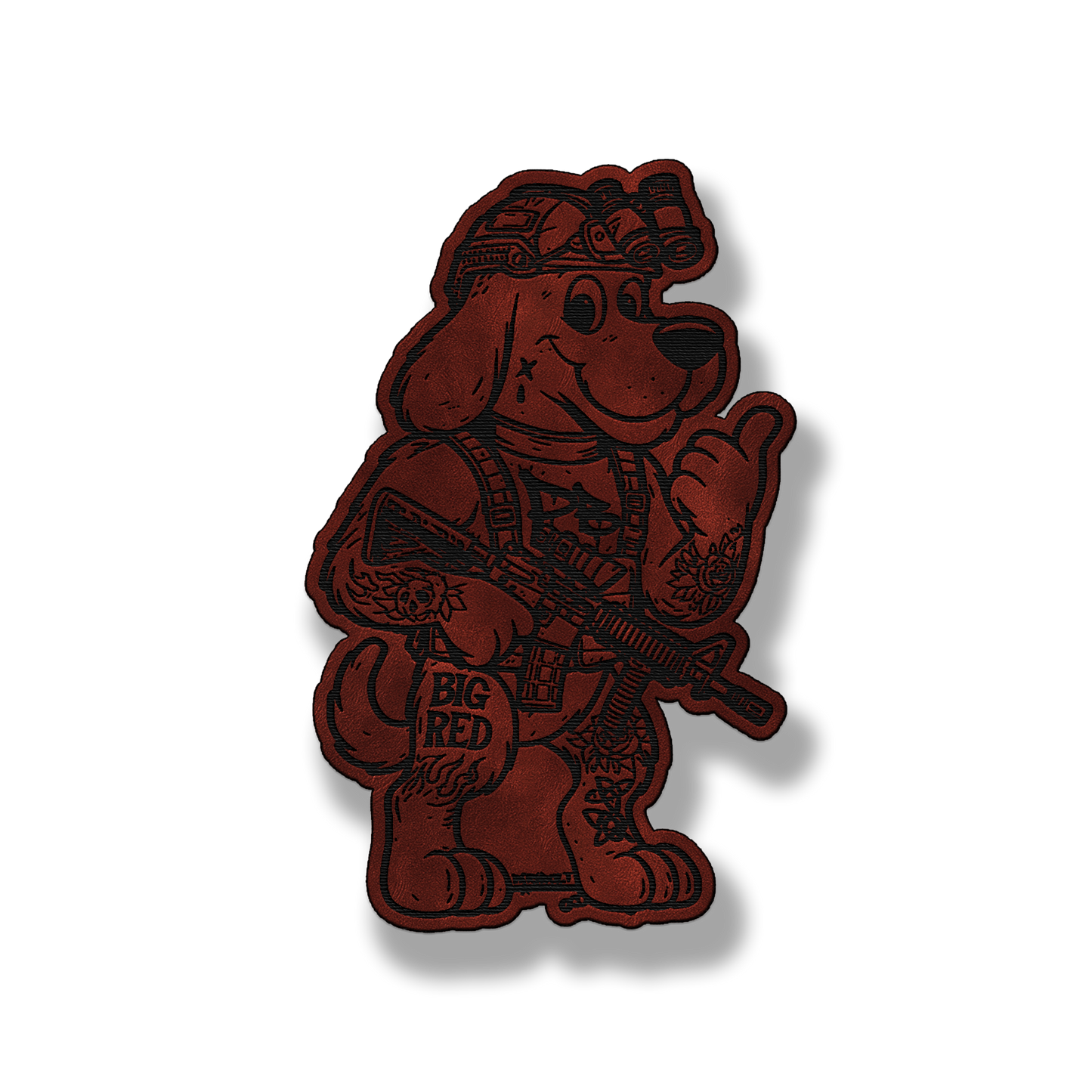 Big Red Tactical Dog Patch – Leatherette Morale Patch