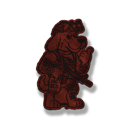Big Red Tactical Dog Patch – Leatherette Morale Patch