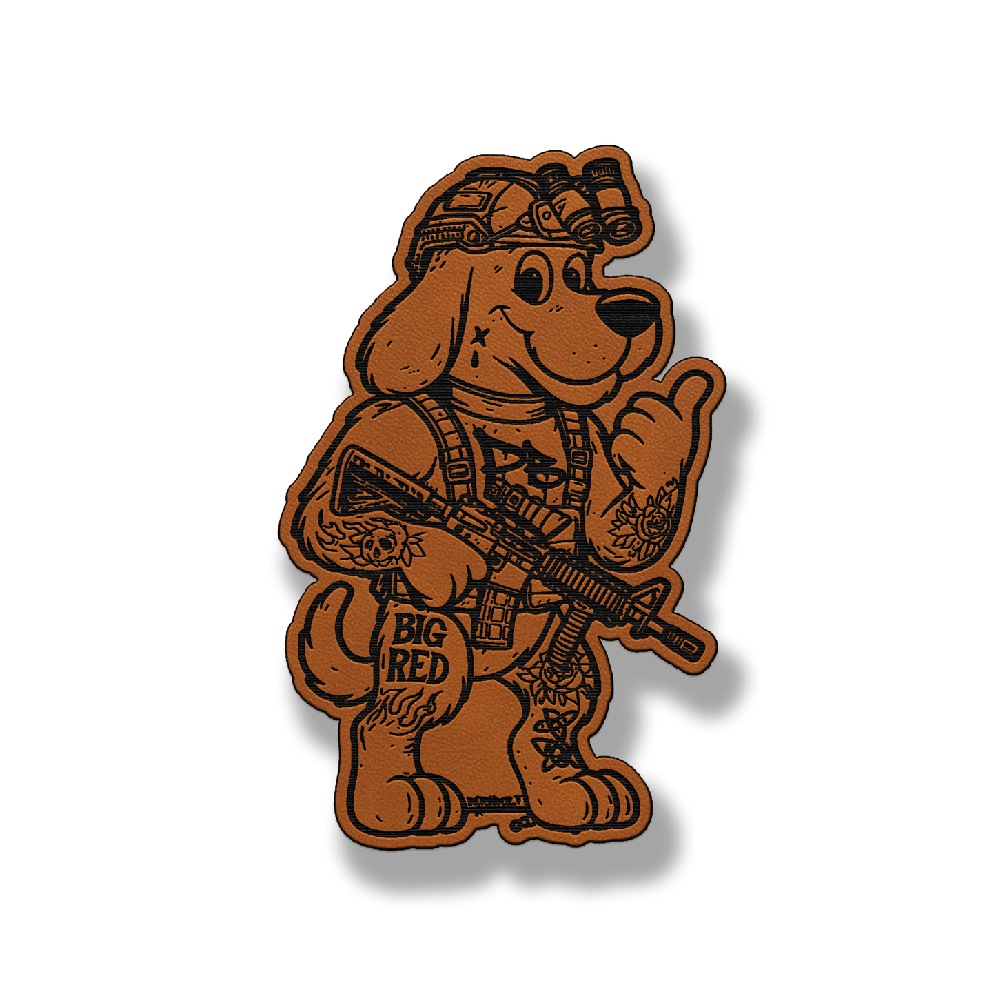 Big Red Tactical Dog Patch – Leatherette Morale Patch