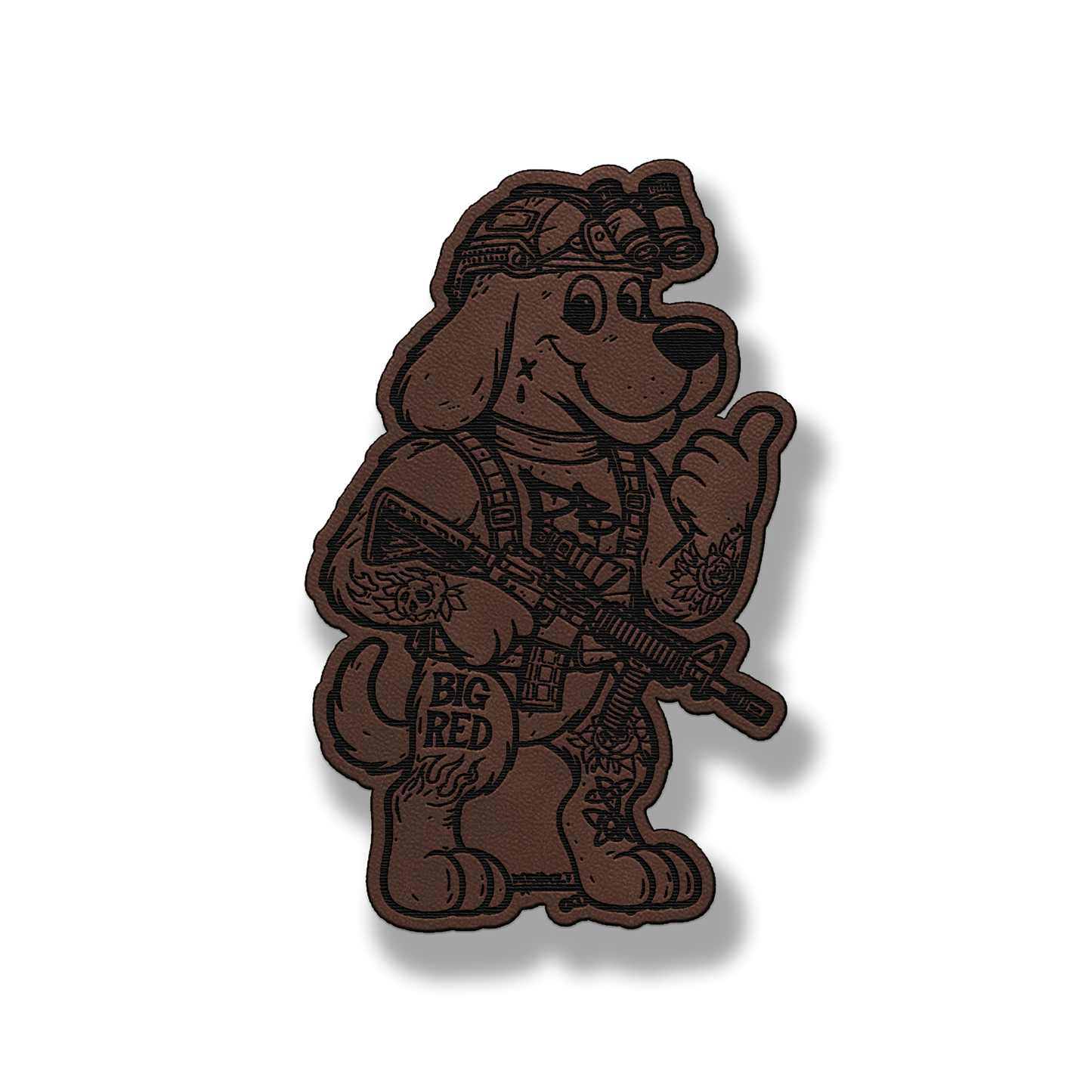 Big Red Tactical Dog Patch – Leatherette Morale Patch