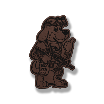 Big Red Tactical Dog Patch – Leatherette Morale Patch