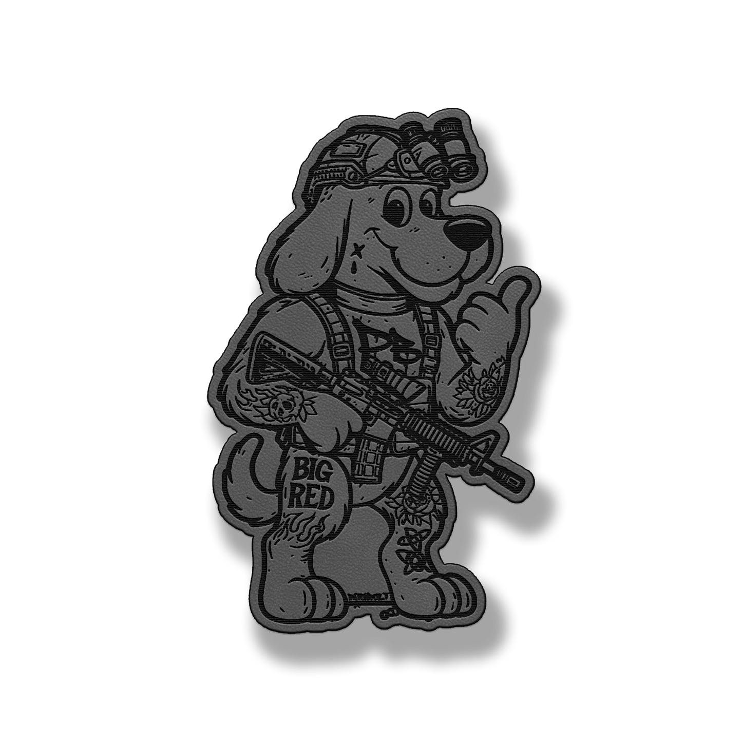 Big Red Tactical Dog Patch – Leatherette Morale Patch