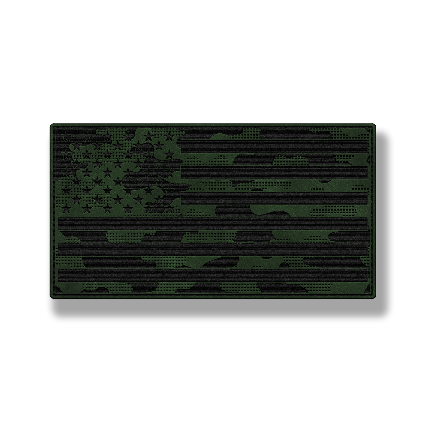 Tactical Camo American Flag patch in saddle green leatherette