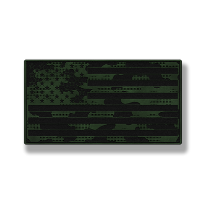 Tactical Camo American Flag patch in saddle green leatherette