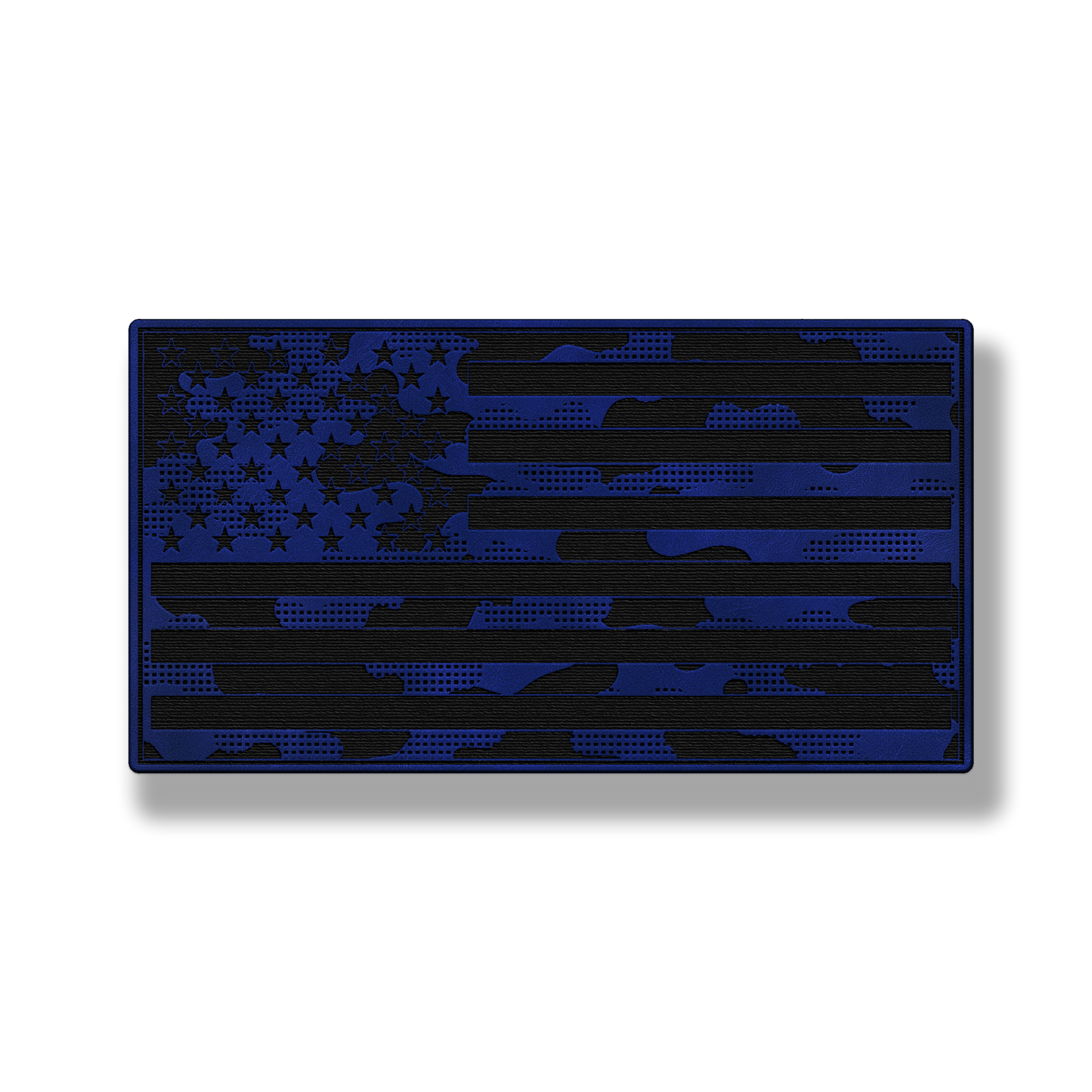Tactical Camo American Flag patch in saddle blue leatherette