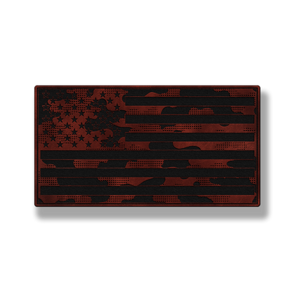 Tactical Camo American Flag patch in saddle dark brown leatherette