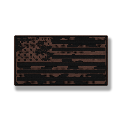 Tactical Camo American Flag patch in classic light brown leatherette