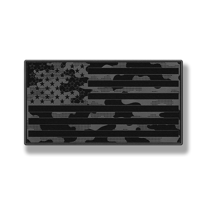 Tactical Camo American Flag patch in classic gray leatherette