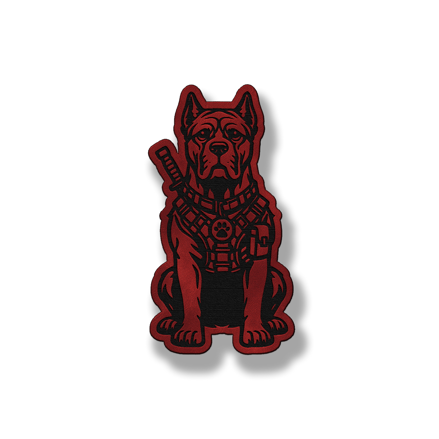 Tactical Cane Corso dog patch in saddle red leatherette