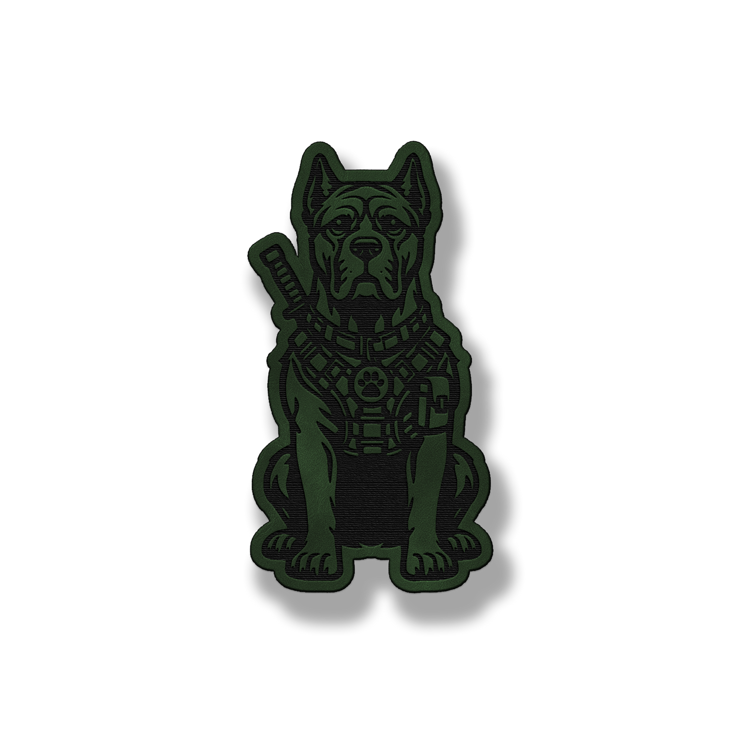 Tactical Cane Corso dog patch in saddle green leatherette