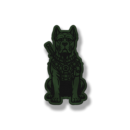 Tactical Cane Corso dog patch in saddle green leatherette