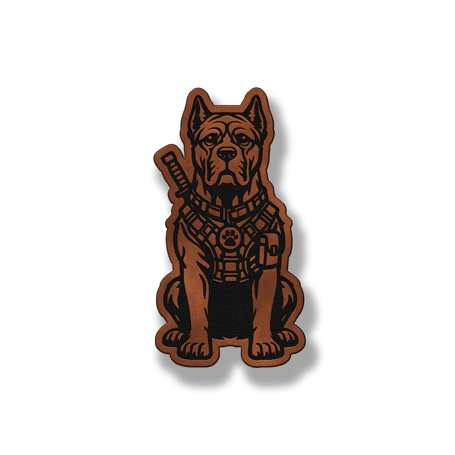 Tactical Cane Corso dog leatherette morale patch in saddle chestnut