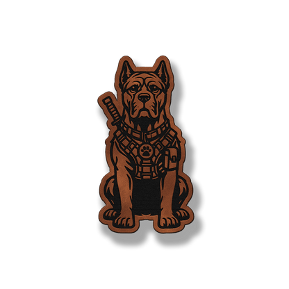 Tactical Cane Corso dog leatherette morale patch in saddle chestnut