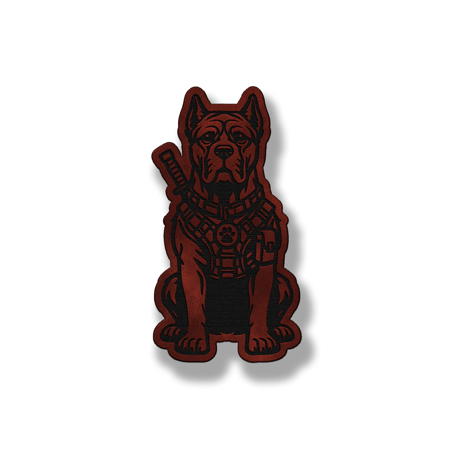 Tactical Cane Corso dog patch in saddle dark brown leatherette