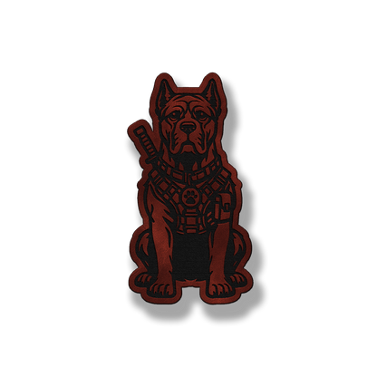 Tactical Cane Corso dog patch in saddle dark brown leatherette