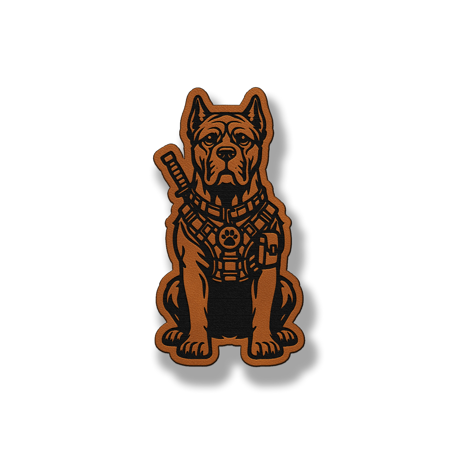 Tactical Cane Corso dog patch in classic chestnut brown leatherette