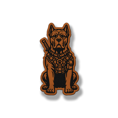 Tactical Cane Corso dog patch in classic chestnut brown leatherette