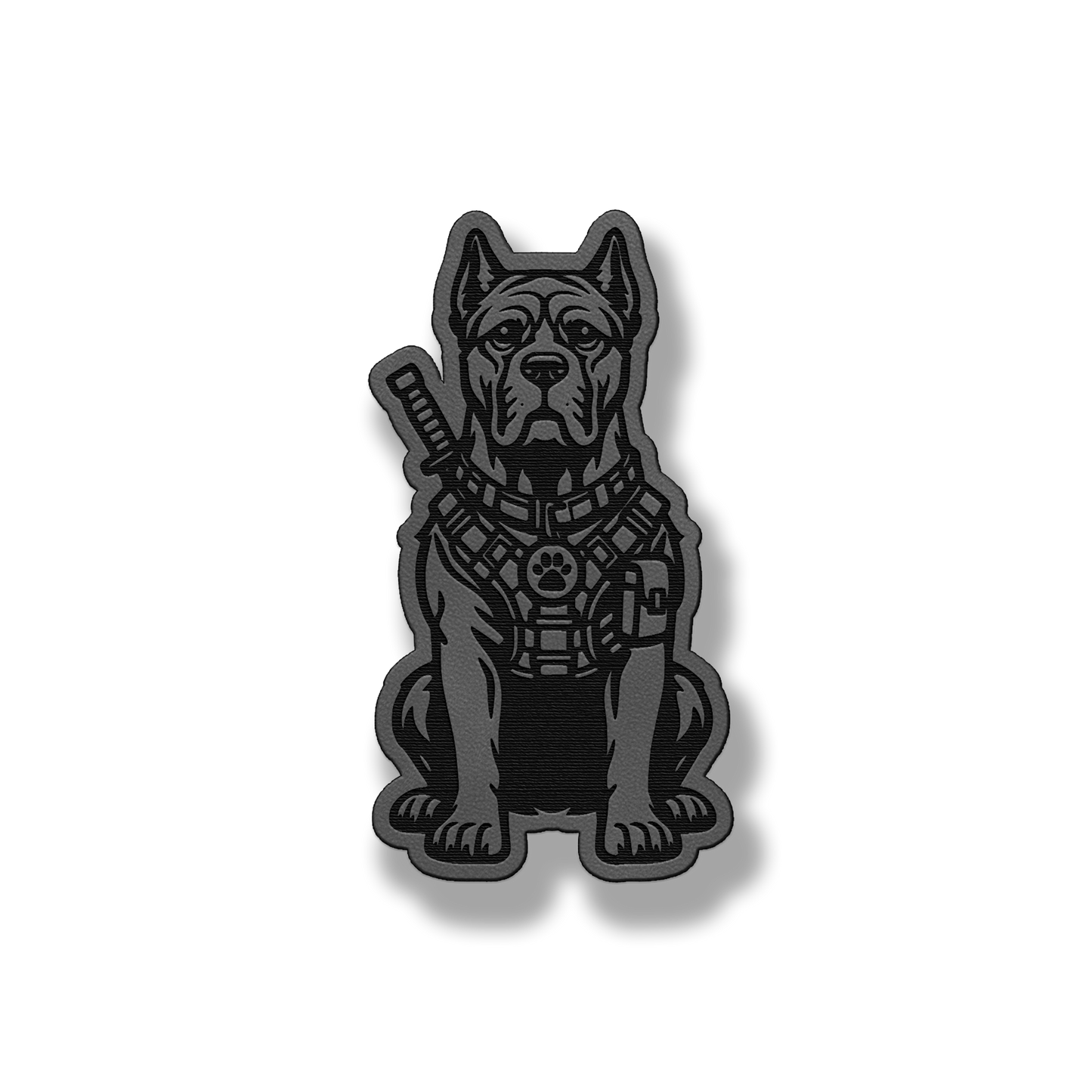 Tactical Cane Corso dog patch in classic gray leatherette