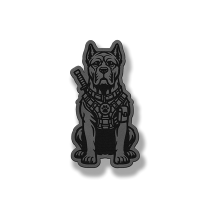 Tactical Cane Corso dog patch in classic gray leatherette